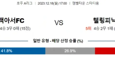 호주1부 12월 18일 17:00 맥아서 FC vs 웰링턴 피닉스 FC
