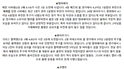5월 9일 07:50 MLB 탬파베이 : 화이트삭스 MLB분석