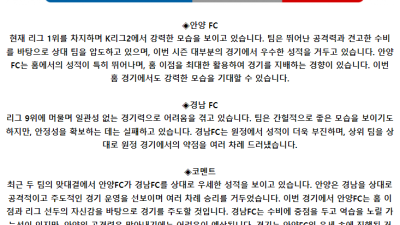 K리그2 5월 15일 19:00 FC 안양 : 경남 FC