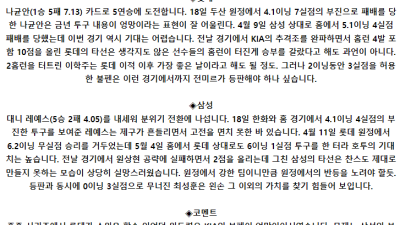 5월 24일 18:30 KBO 롯데 : 삼성