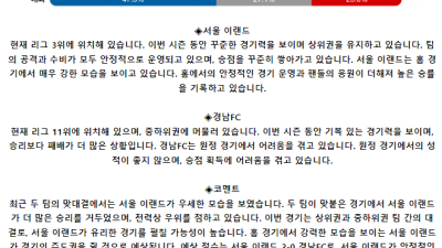 K리그2 6월 1일 19:00 서울 이랜드 FC : 경남 FC