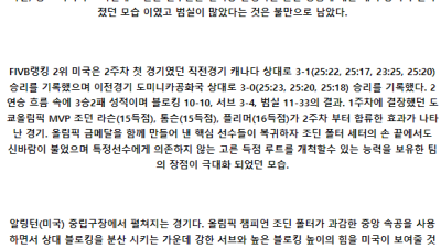 6월1일 불가리아 미국 여자배구네이션스분석