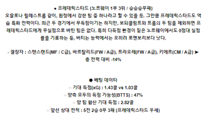 6월3일 로젠보리 프레데릭스타드 엘리테세리엔리그분석 해외스포츠