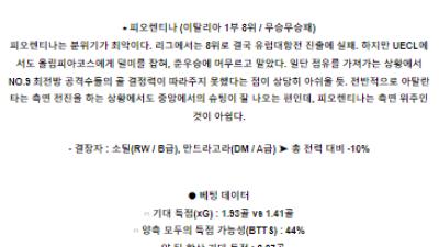 6월3일 아탈란타 피오렌티나 세리에A리그분석 해외스포츠