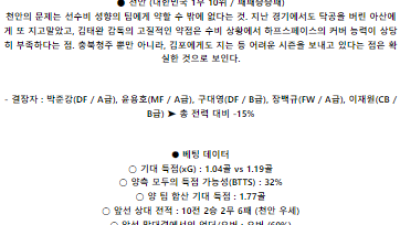 6월16일 충북청주 천안 K리그2분석 국내스포츠