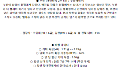 6월16일 아산 부산 K리그2분석 국내스포츠