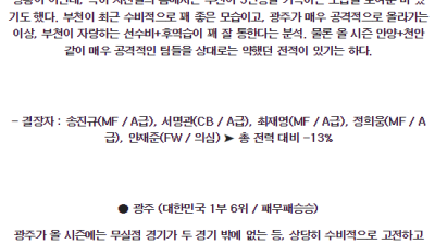 6월19일 부천 광주 대한민국FA컵분석 국내스포츠