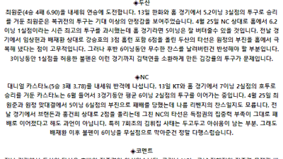 6월 19일 18:30 KBO 두산 : NC