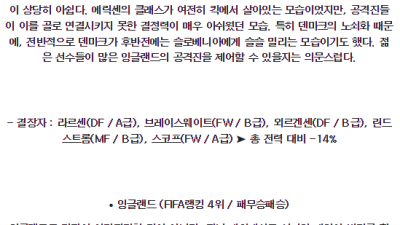 6월21일 덴마크 잉글랜드 UEFA유로2024 분석 해외스포츠