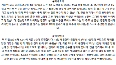 6월 21일 02:10 MLB 미네소타 : 탬파베이 MLB분석