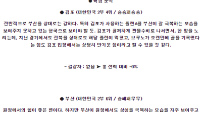 6월23일 김포 부산 K리그 분석 국내스포츠