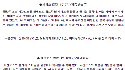 6월26일 세레소오사카 사간도스 J리그 분석 해외스포츠