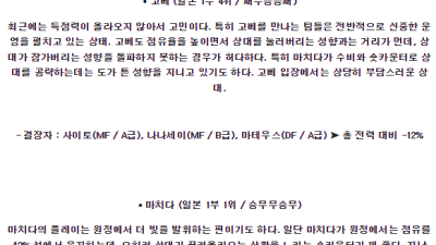 6월26일 비셀고베 마치다 J리그 분석 해외스포츠