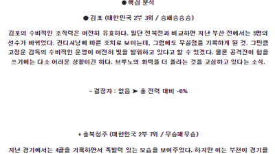 6월26일 김포 청주 K리그 분석 국내스포츠