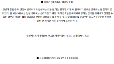 6월29일 이와키 요코하마FC J2리그분석 해외스포츠
