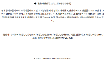 6월29일 대전 수원FC K리그1 분석 국내스포츠