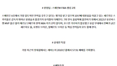 7월3일 레바논 스페인 올림픽예선 남자농구분석 해외스포츠