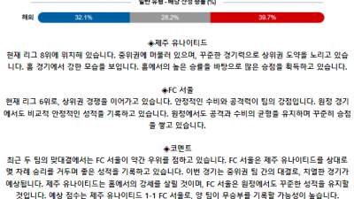 K리그1 7월 6일 19:00 제주 유나이티드 FC : FC 서울