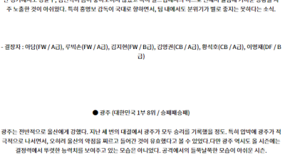 7월10일 K리그 1 울산 광주 아시아축구분석 스포츠분석