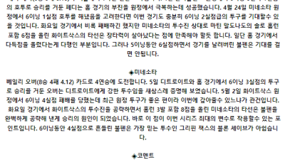 7월 11일 06:30 MLB 화이트삭스 : 미네소타 MLB분석