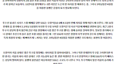 8월6일 18:30 키움 SSG 프로야구분석