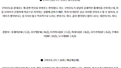 8월11일 J2리그 오이타 구마모토 아시아축구분석 스포츠분석