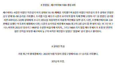 8월10일 2024 올림픽농구 독일 세르비아 국내외농구분석 스포츠분석