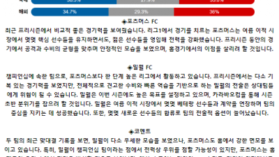 잉글랜드 EFL컵 8월 14일 03:45 포츠머스 FC : 밀월 FC