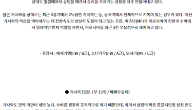 8월25일 J리그 히로시마 가시와 아시아축구분석 스포츠분석