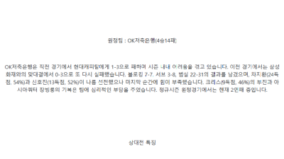 【V-리그 남자】01월07일 현대캐피탈 vs OK저축은행 한국배구