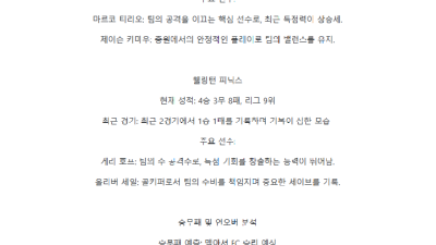 【호주 A리그】01월20일 맥아서FC vs 웰링피닉